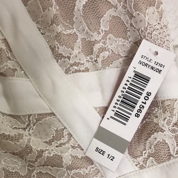 NWT Morgan & Co. Glitter Lace Bodice Gown Ivory - Picture 12 of 16